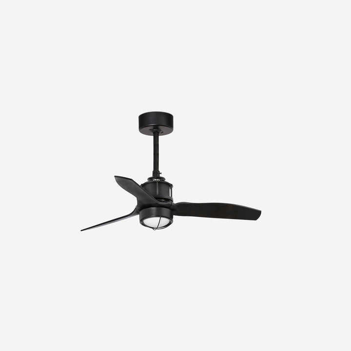 ventilador de techo con luz de acero y cristal negro mate ø81 x 42,4 cm, vista 2