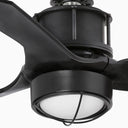ventilador de techo con luz de acero y cristal negro mate ø81 x 42,4 cm, vista 3