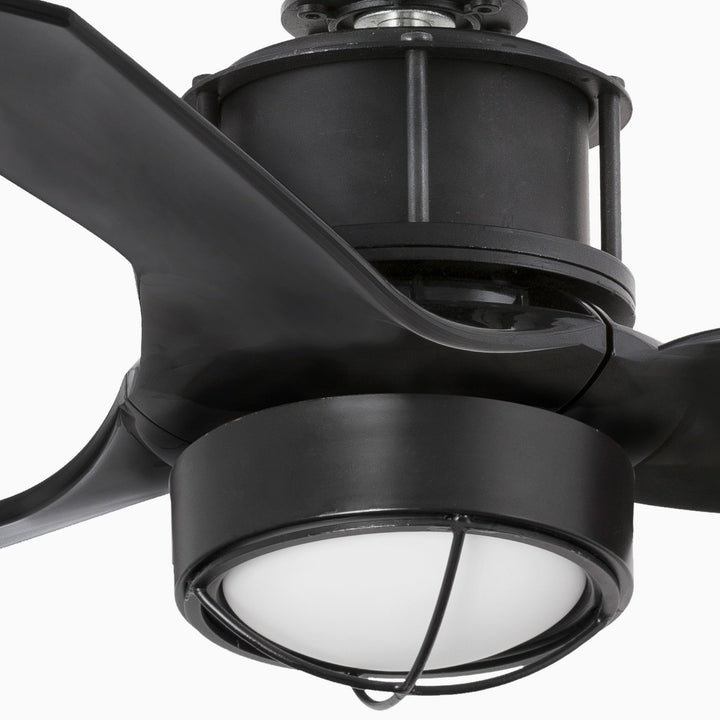 ventilador de techo con luz de acero y cristal negro mate ø81 x 42,4 cm, vista 3