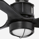 ventilador de techo con luz de acero y cristal negro mate ø81 x 42,4 cm, vista 3