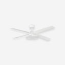 Ventilador de techo con luz de aluminio Ø132 cm 20 W haz 80° 4 palas - Ventiladores de techo - El Workshop-Aluminio blanco mate, palas plywood fresno