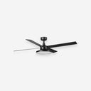 Ventilador de techo con luz de aluminio Ø132 cm 20 W haz 80° 4 palas - Ventiladores de techo - El Workshop-Aluminio negro mate, palas plywood nogal