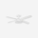 Ventilador de techo con luz de aluminio Ø132 cm 20 W haz 80° 4 palas corte 150 - Ventiladores de techo - El Workshop-Aluminio blanco mate, palas plywood fresno
