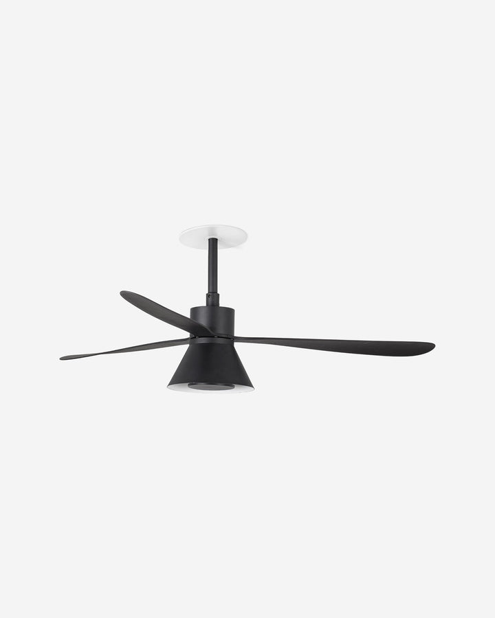 ventilador de techo empotrable con luz de acero y metacrilato ø132 cm 20 w cct seleccionable 3 palas