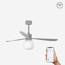 ventilador de techo inteligente con luz de acero y cristal ø132 cm 20 w 2700 k 3 palas, vista 3