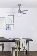 ventilador de techo inteligente con luz de acero y cristal ø132 cm 20 w 2700 k 3 palas, vista 8