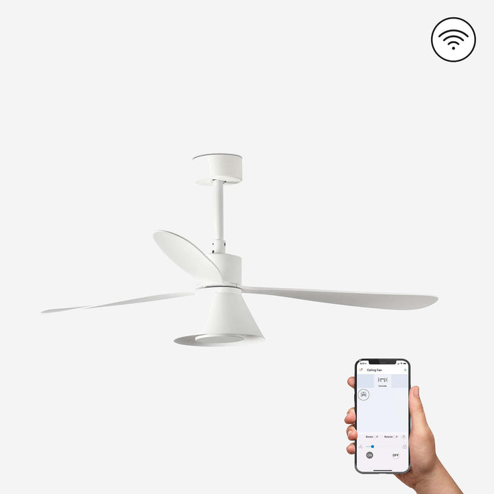 ventilador de techo inteligente con luz de acero y metacrilato ø132 cm 20 w cct seleccionable 3 palas, vista 2