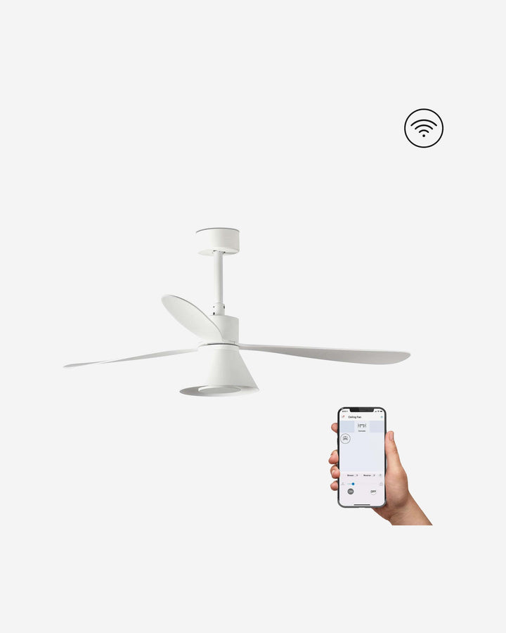 ventilador de techo inteligente con luz de acero y metacrilato ø132 cm 20 w cct seleccionable 3 palas, vista 2