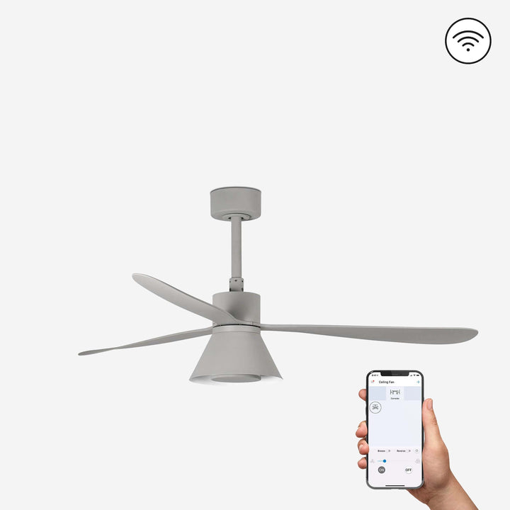 ventilador de techo inteligente con luz de acero y metacrilato ø132 cm 20 w cct seleccionable 3 palas, vista 3