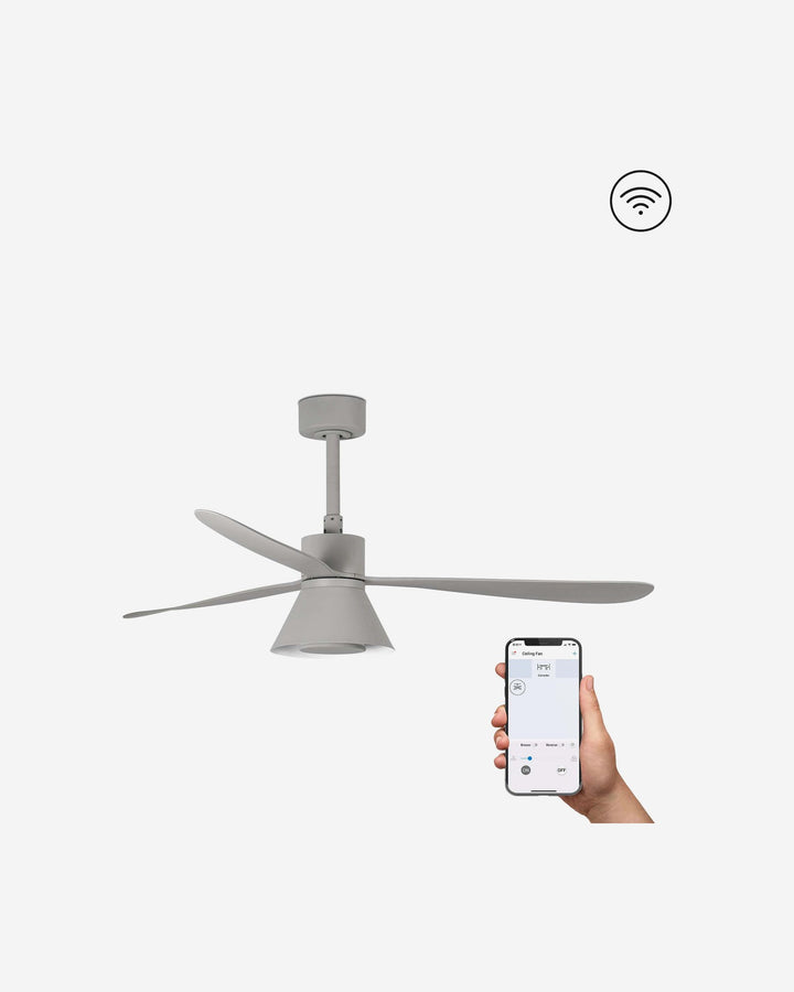 ventilador de techo inteligente con luz de acero y metacrilato ø132 cm 20 w cct seleccionable 3 palas, vista 3